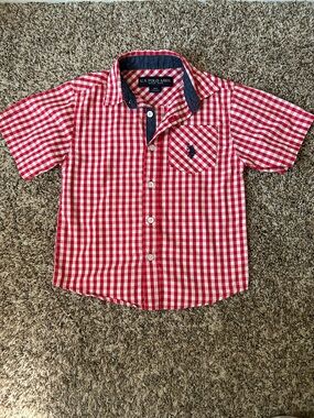 U.S. Polo Assn. Red and White Gingham Button-Down Shirt